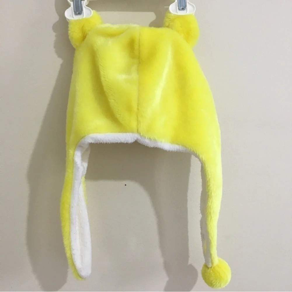 Toddler boy yellow bear fleece lined winter hat